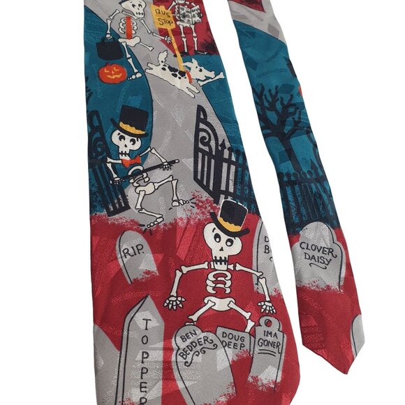Celebrations By Hallmark Mens Necktie Tie Skeleton Halloween Work Office Gift - Picture 2 of 6